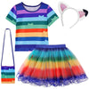 Adreit Rainbow Tutu Dress For Girls, Birthday Girl Outfit Set Costumes With Headband And Bag Christmas Birthday Party