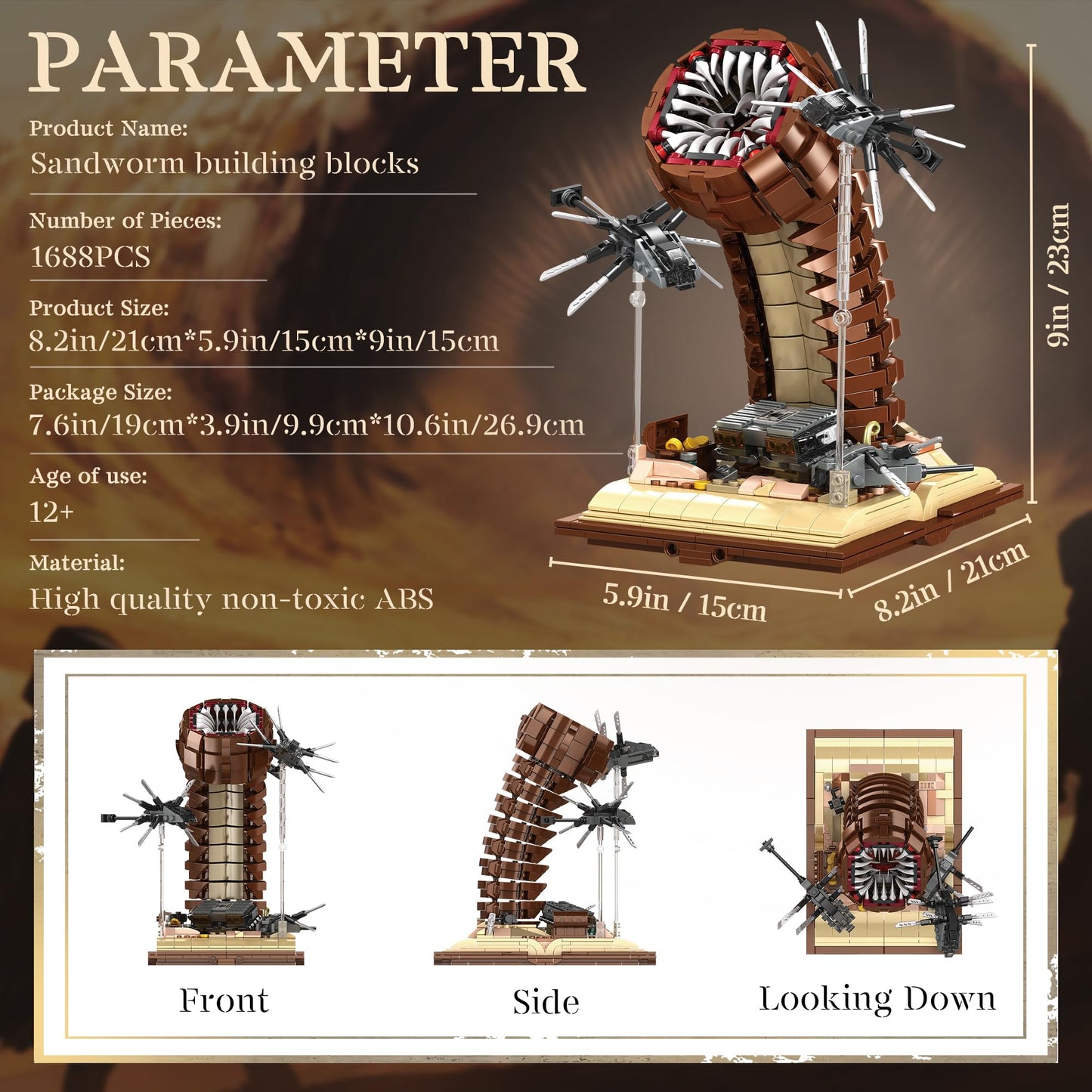 Sandworm Monster Building Blocks For Adults, Equipped With Suspended Ornithopter Building Set For Boy 8-12, Classic Movie Constr