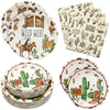180PCS Cowboy Party Supplies Serve 60,Western Cowboy Birthday Paper Plates and Napkins Kit for Rodeo Birthday Baby Shower Party