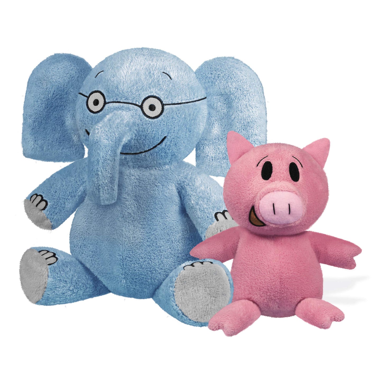 YOTTOY Mo Willems Elephant & Piggie Plush Toys - Soft Stuffed Animals, 7” & 5” Sitting, Perfect Gift for Kids