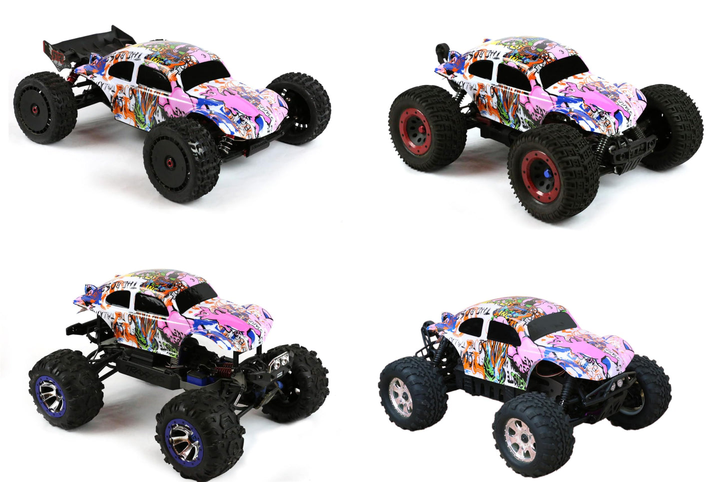 Custom Body Compatible For 1/10 1/8 Scale Rc Car Or Truck (Truck Not Included) (Graffiti Pink Pig)