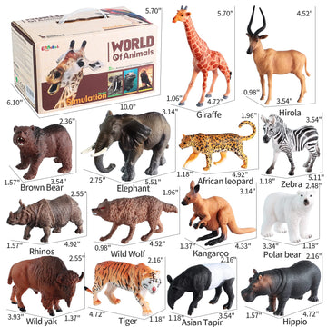 EnAuRoL Safari Animals Toy Set - 31 Pcs Realistic Jungle Figures for Toddlers 3+ Years - Ideal Gift for Boys and Girls - Model JFL-268B