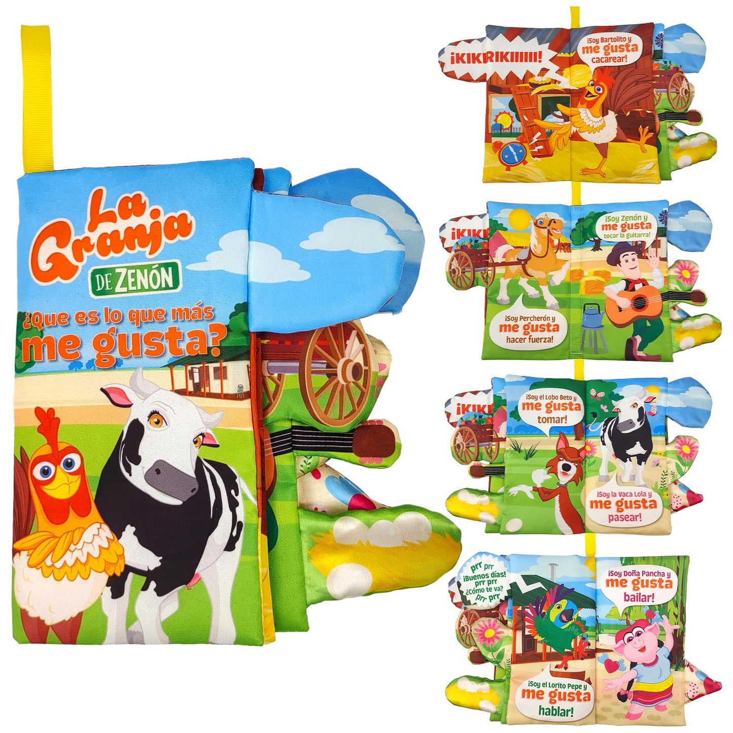 La Granja De Zenon BARTOLITO&LOLA Spanish Baby Books Toys Touch and Feel Cloth Crinkle Soft Spanish Books 0-6 Months Infant Newb