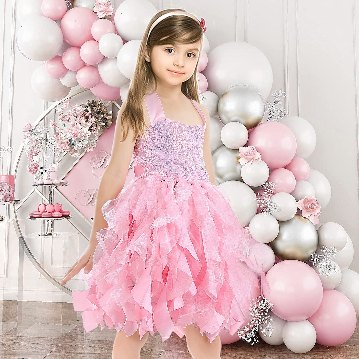 Girls Sequin Tutu Dress Pink Tutu Tulle Party Dress For Special Occassion Party Wedding Dancing 10T