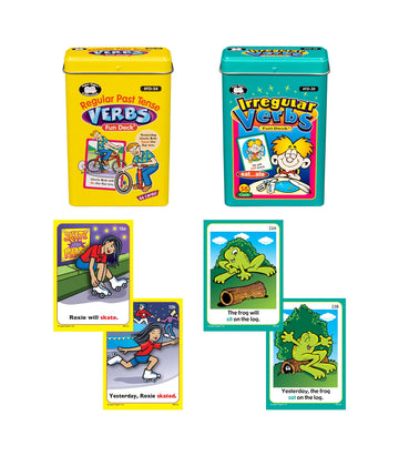 Super Duper Publications | Regular Past Tense Verbs And Irregular Verbs Fun Deck Cards Bundle | Educational Learning Resource Fo