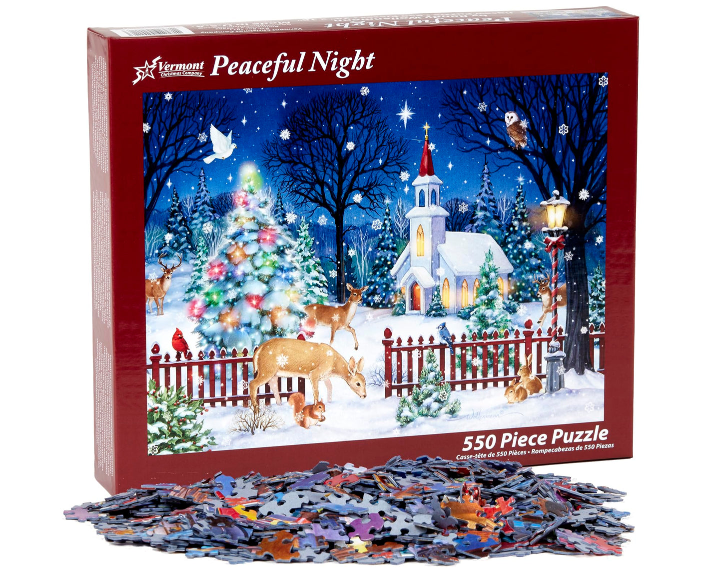 Vermont Christmas Company 550 Piece Jigsaw Puzzle - Peaceful Night, Berry Paperboard, Model VC1041