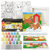 ARTEZA Kids Animals Painting Kit, 4 Canvases 8 x 8 Inches, 24 Acrylic Paints, 4 Paint Brushes, 4 Palettes, Kids Activities Ages