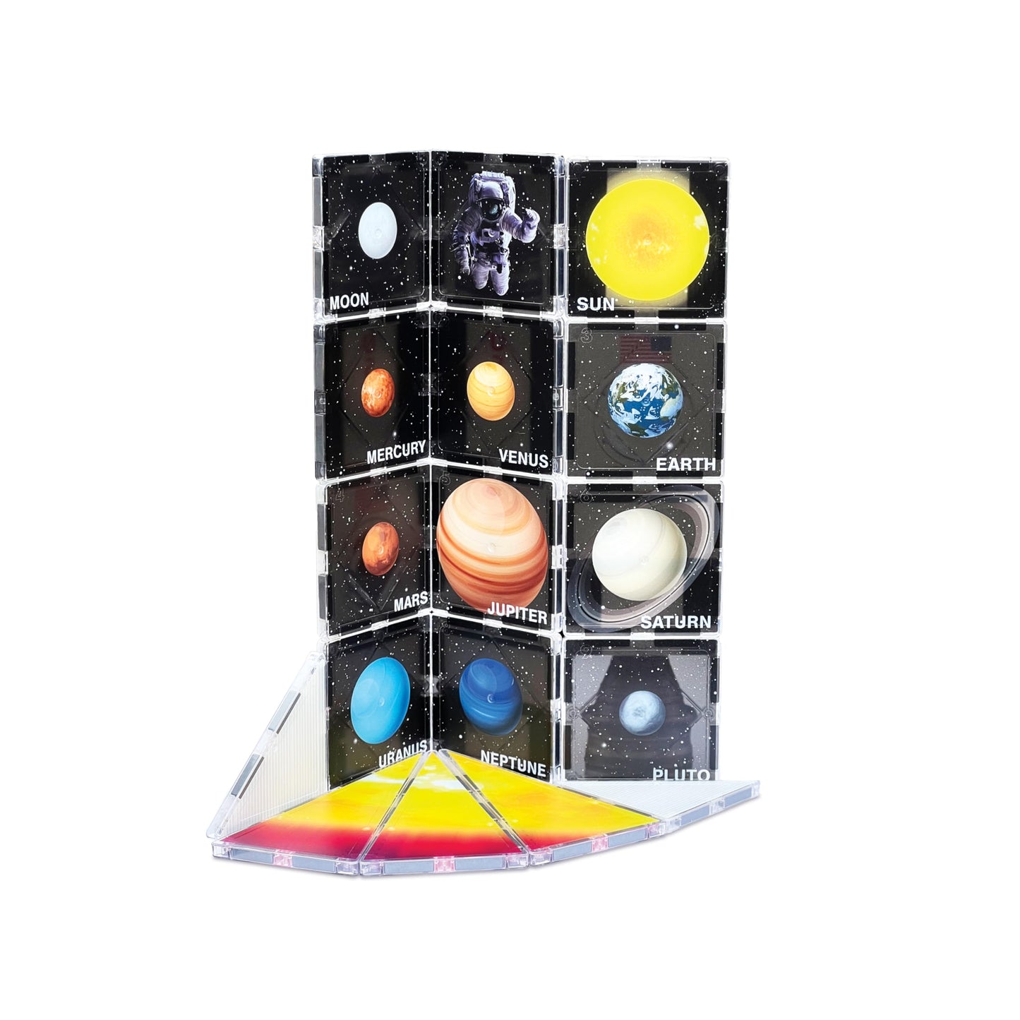 Createon Nasa Rocketship Magnetic Tile Set, Building Set For Kids, Magnetic Building Toys For Kids, Stem Toys For Boys And Girls Ages 3 And Up, 18-Piece Set