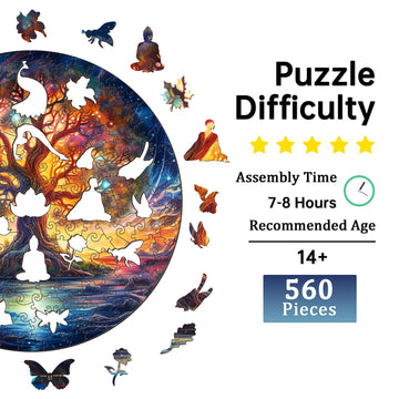 Jigfoxy Wooden Puzzles for mature-themeds Tree of Life Wood Puzzles mature-themed Unique Animal Shape Wooden Jigsaw Puzzles Birthday Gifts for Puzzles Lovers Family Friend (XL-17.3 * 17.3in-560 pcs)