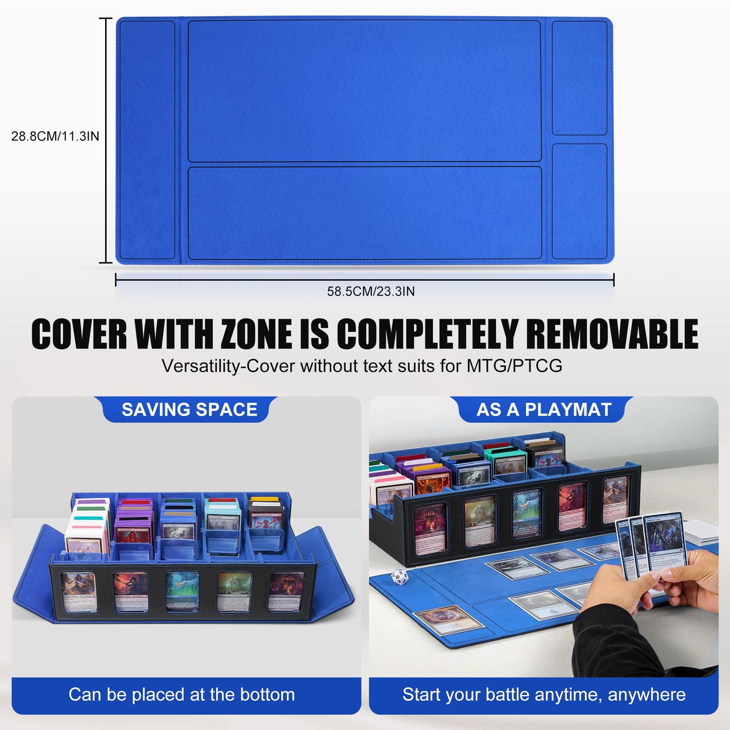 Trading Card Storage Box With Commander Display , 5-Row Deck Case With Removable Lid; 3900+ Card Deck Box For Mtg Tcg Sports Car
