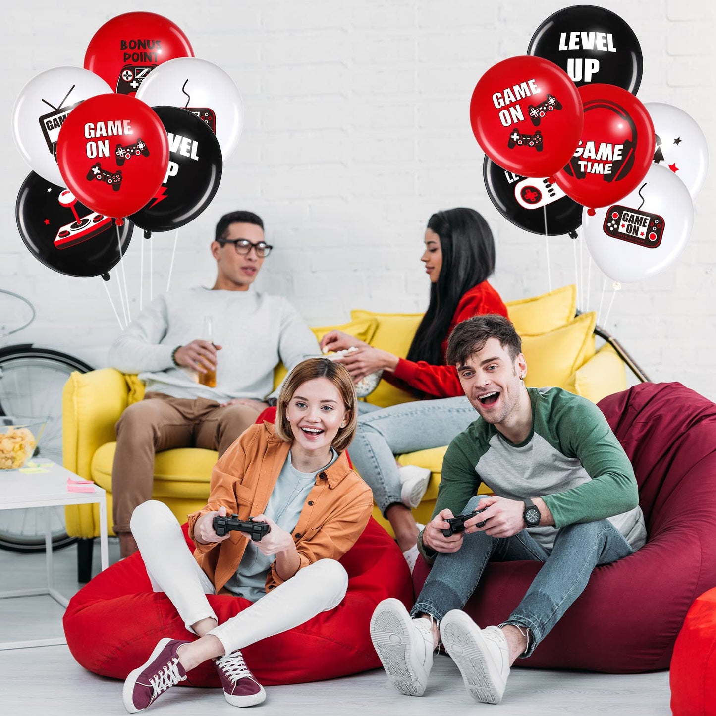 Aoriher Video Game Party Birthday Balloons Set Gaming Black Latex Theme Balloons Decorations For Teens Player Birthday Party Supplies, 36 Pieces(Red, Black, White)