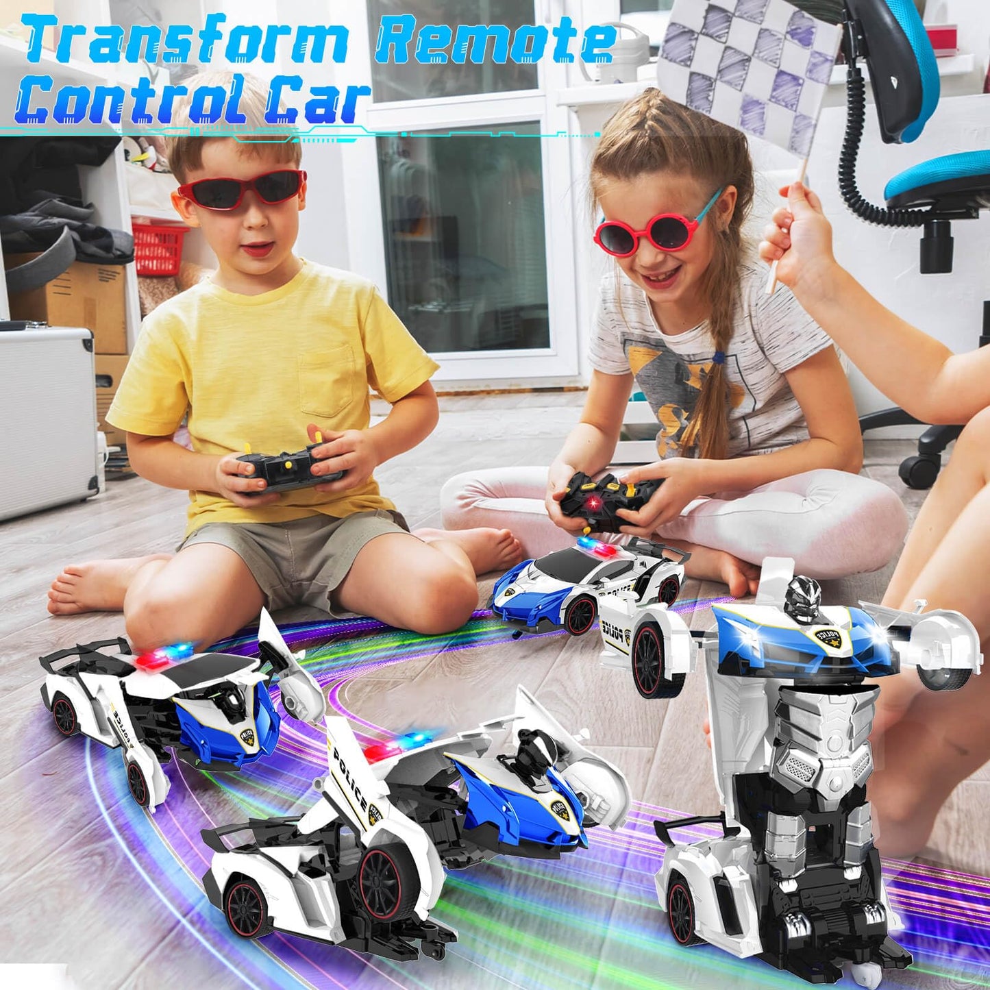Dolanus Remote Control Car - Transform Police RC Cars, Robot Toys for Ages 5-7, Kids Toys, 4 Year Old Boy Toys, Birthday Gifts f
