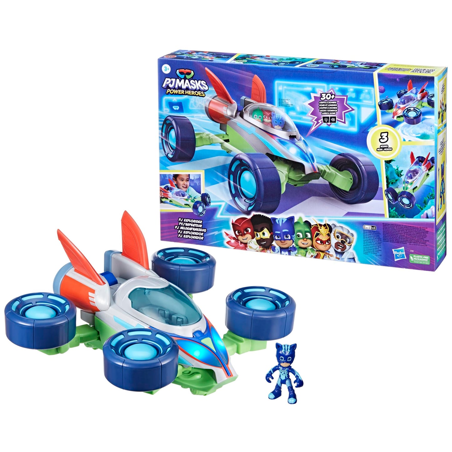 Pj Masks Power Heroes Pj Hero Vehicle, Convertible Hero Flash Vehicle Of Power Heroes With 3 Modes, Lights And Sounds