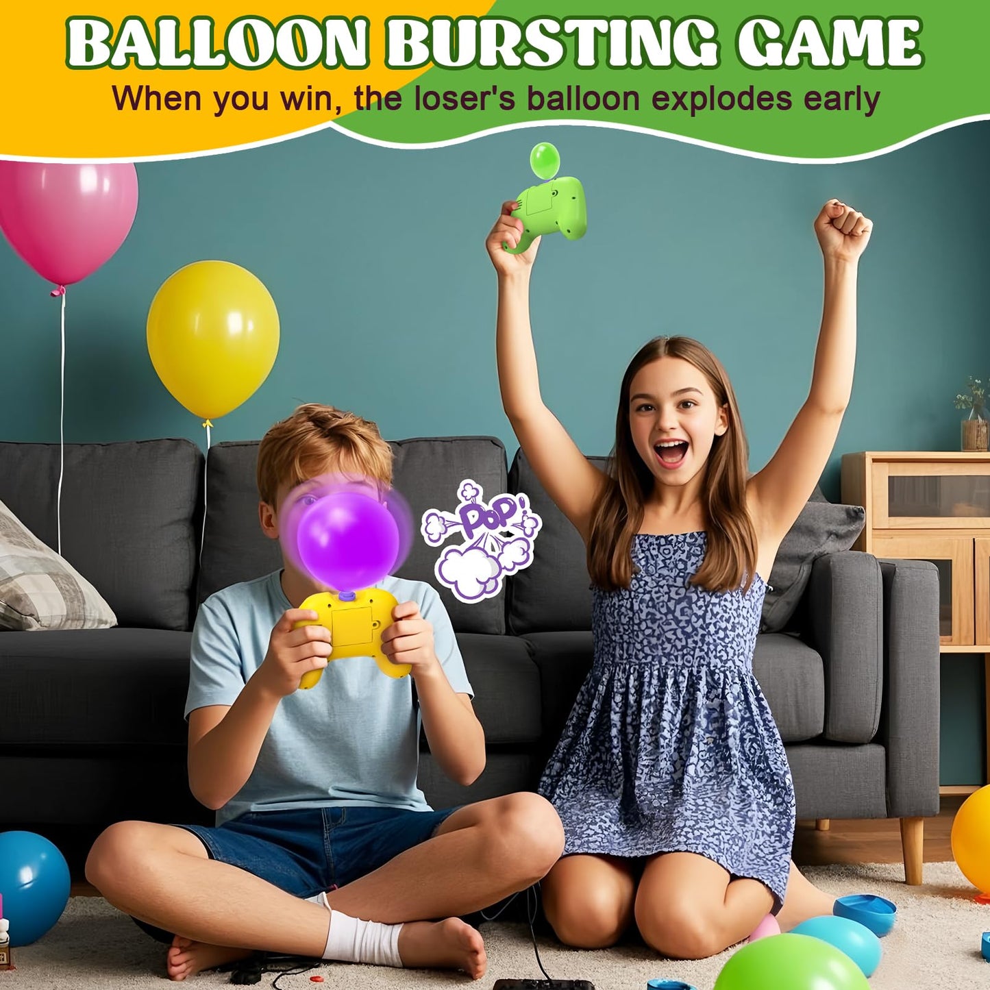 fygurso Handheld Speed Pushing Game Machine with Balloons 2-Player Fidget Games Light Up Quick Push Games Fast Push Puzzle Game