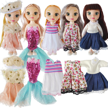 6.3'' Baby Girls Doll Toys, Includes Handmade Doll Clothes, 5 Sets 6.3' Small Girl Dolls, 5 Pairs Of Shoes.