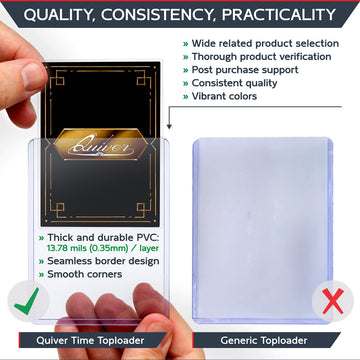 Quiver Time enhanced 3x4 Top Loaders for Cards - Durable 35pt Toploader Hard Plastic Card Sleeves for Sports Cards Baseball Cards Football Cards & Trading Cards (28 pcs +30 Penny Sleeves Clear)