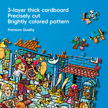 Jigsaw Puzzles For Adults, 2 Pack 1000 Pieces Pirate Park Animal Paradise Puzzle, Cartoon Painting Challenging Puzzles For Family Activity Game Nights Gifts Fidget Stress Relief