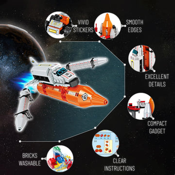 12 In 1 Aerospace Building Toys With Rocket Launcher.Space Shuttle Building Block Toys For Kids Aged 6-12.Stem Construction Toys