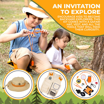 Kids Explorer Kit With Safari Vest & Hat For 7+ Year Old Boys & Girls - Safari Costume Kids, Zoo Keeper, Paleontologist, Bug Kit
