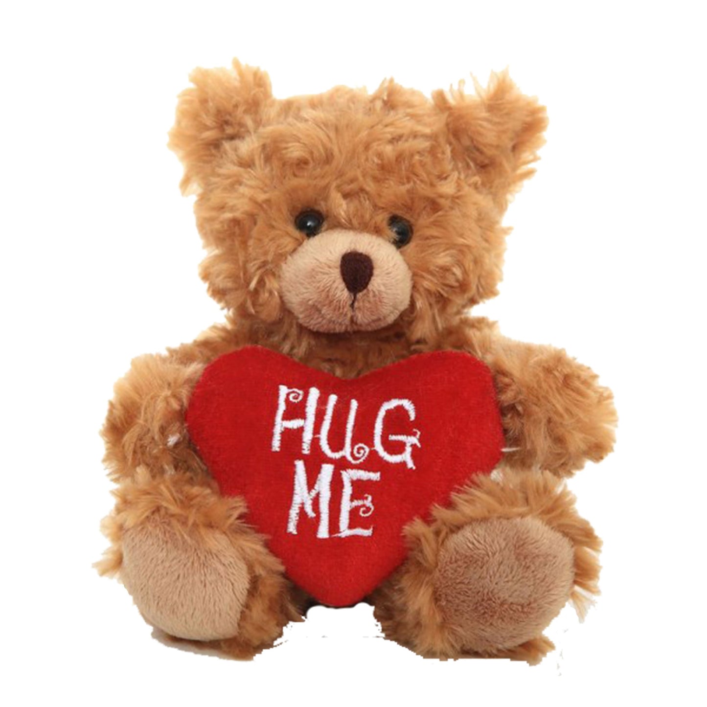 Plushland Stuffed Mocha Heart Bear - Plush Bear Toy For Kids & Adults - Embroidered Heart Pillow - Brown-6 Inches (Hug Me)