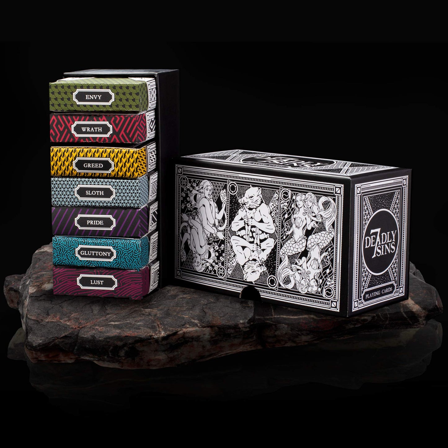 7 Deadly Sins Playing Cards - Seven Premium Themed Decks - Dante'S Inferno, The Divine Comedy - Unique, Hand-Illustrated, 300Gsm