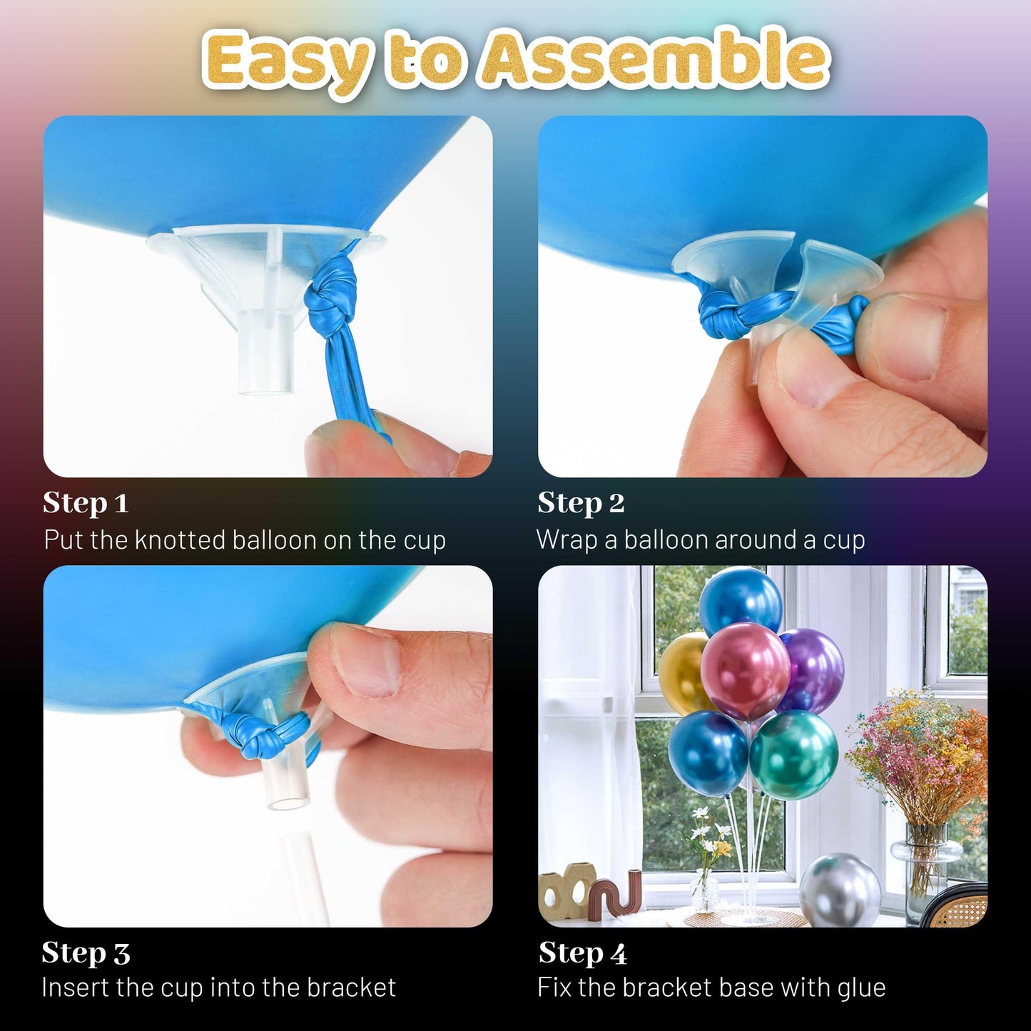 Joyypop 24 Sets Balloon Stand Kit, Balloon Sticks With Base Birthday Graduation Party Decorations Wedding