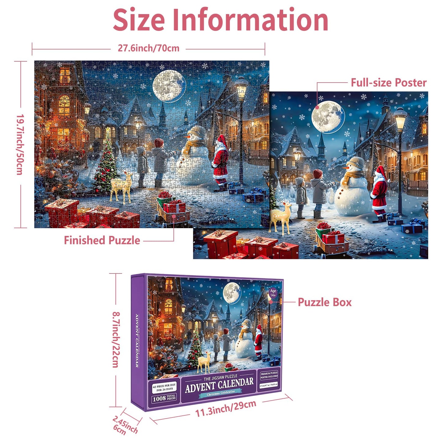 Christmas Puzzles 1000 Pieces, Christmas Eve Christmas Puzzle, Snowy Night Christmas Puzzles, Christmas Puzzles For Adults 1000