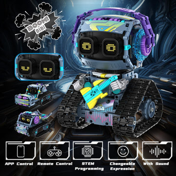 Stem Robot Building Kit, 3 In1 Remote & App-Controlled Robotic Toys, Robot Building Blocks Set With Led Eyes & Sound, Christmas Birthday Gifts For Boys Girls Age 6 7 8 9 10 11 12+ Year Old (433 Pcs)