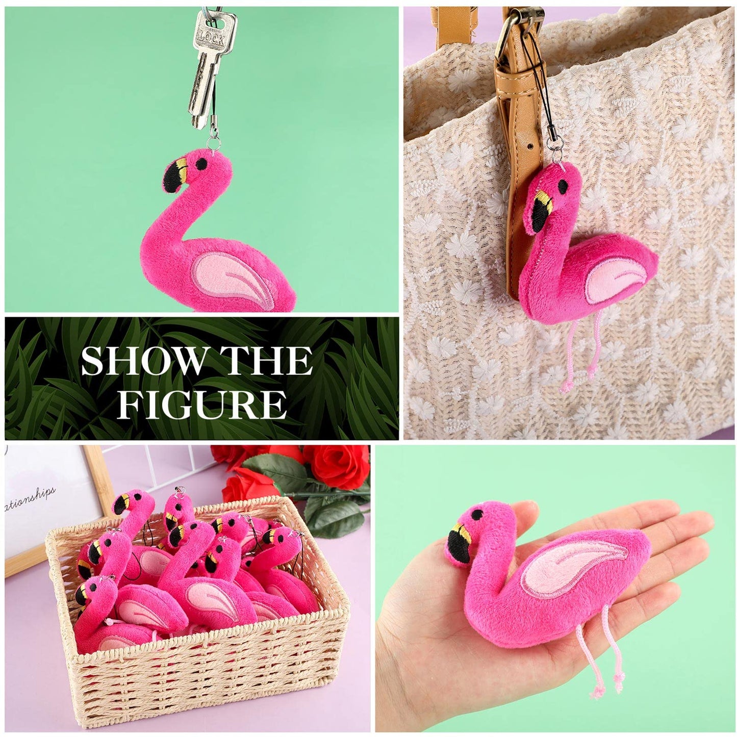 Civaner 30 Pcs Flamingo Ornament Mini Flamingo Stuffed Animal Plush Toys Gift Flamingo Keychain Decorations Pink Flamingo Keychain Set Flamingo Birthday Party Decor For Party Favor