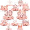 Happy 30Th Birthday Rose Gold Table Honeycomb Centerpieces Balloons Theme Decor Table Decorations Table Toppers For Girls Women Sweet Princess 30 Years Old Pink Birthday Party Bday Supplies Ornament