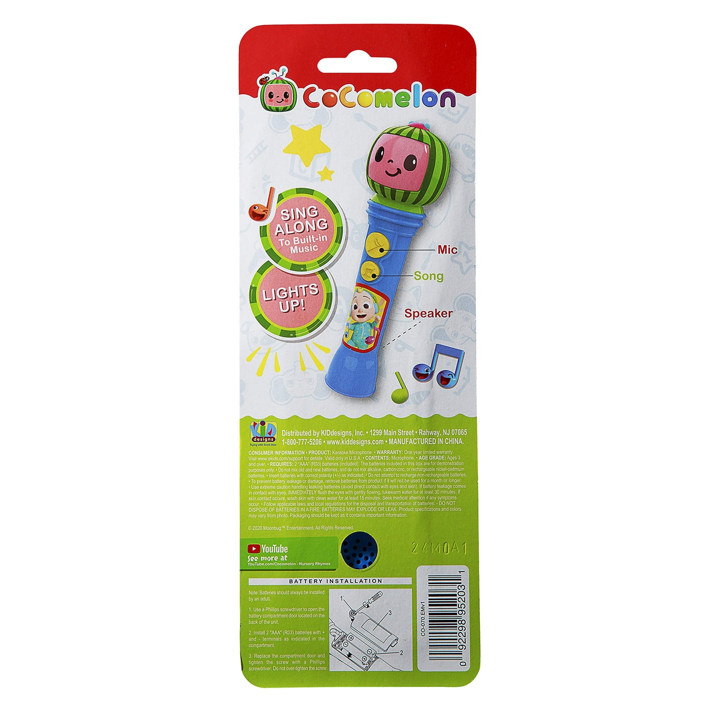 Cocomelon Toy Microphone For Kids, Musical Toy For Toddlers With Built-In Cocomelon Music, Kids Microphone Designed For Fans Of
