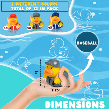 Sports-Themed Rubber Duckies - Rubber Ducky Bath Toy Set, 2'' Hockey, Baseball, Football, Basketball, and Soccer Mini Rubber Duc