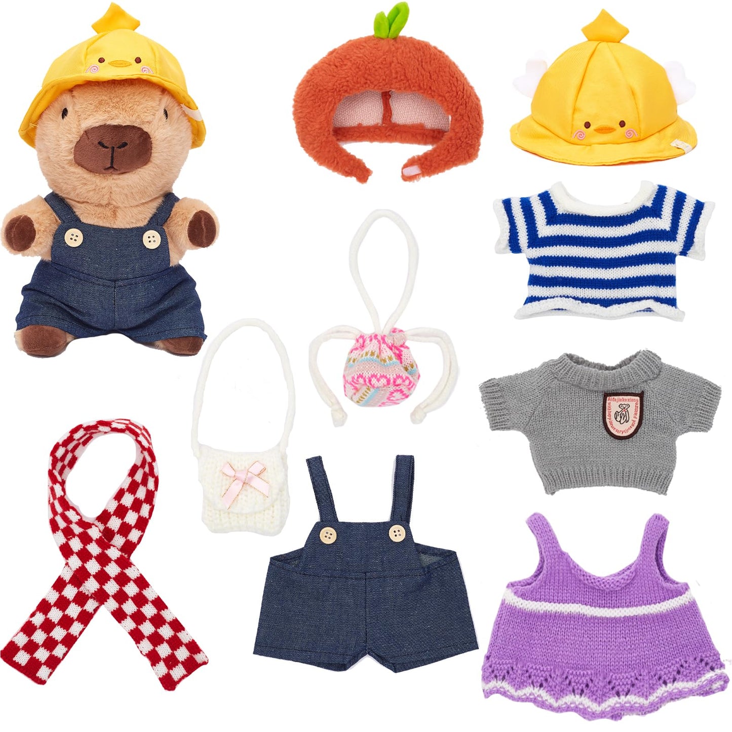 LVQING Capybara DIY Plush Doll can be Worn with a hat/Sweater/Bag. Creative and Ever-Changing Capybara Dolls are Stuffed Animal