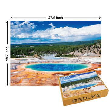 Beduke Jigsaw Puzzles For Adults 1000 Piece - Every Piece Is Unique - Yellowstone National Park Thick Sturdy Cardboard Precise Interlocking Family Game Puzzle Age 14+