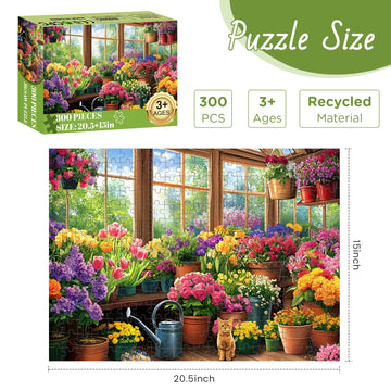 300 Piece Puzzles for mature-themed Cute Cat Jigsaw Puzzles 300 Pieces for mature-themeds Kids Senior Colorful Flower mature-themed Puzzle Challenging Family Fun Puzzle Activity Game Gift for Friend 20.5 X 15 Inches