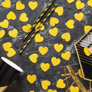 MOWO Glitter Heart Confetti Wedding Party Decor and Table Decor 1.2 in Diameter (Gold glitte,200pc)