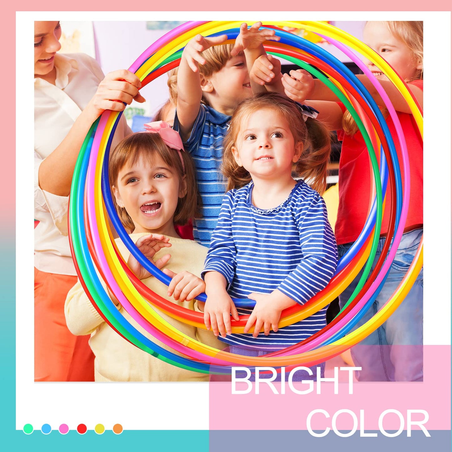 Kathfly 24 Pcs Exercise Hoops Plastic Toy for Kids Adults Bulk Hoops Kids School PE Sports Playground Playing Fitness Gymnastics