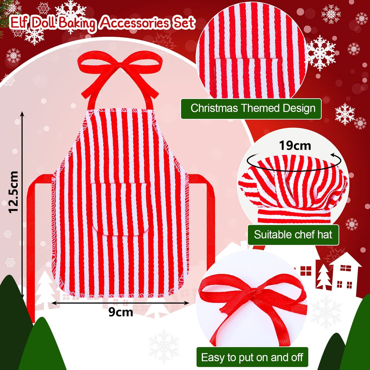 6 Pieces Santa Clothing Elf Dance Skirt Set Christmas Elf Skirts For Christmas Doll Holiday Decorations (Not Include Doll)(Modern Style)