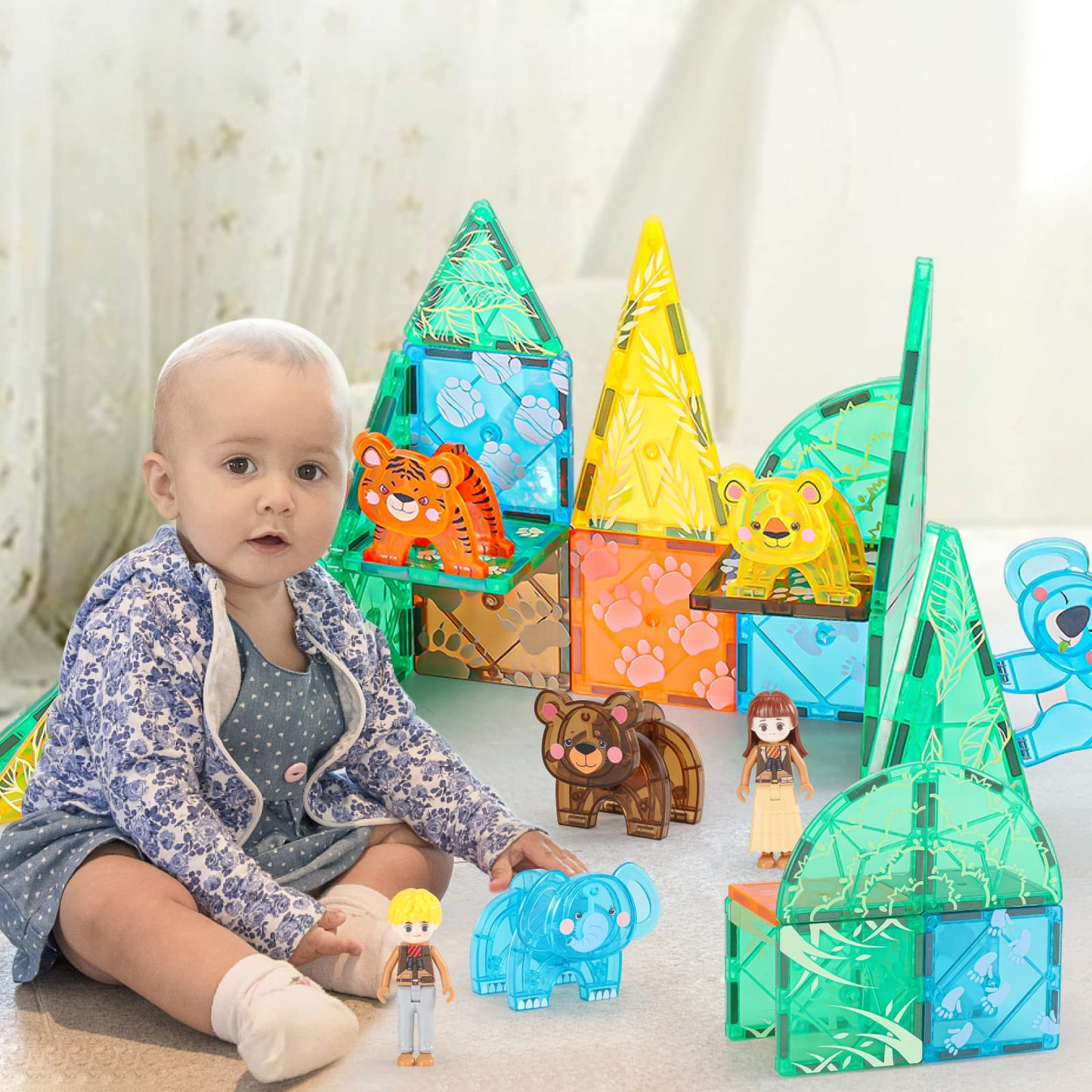 Vanlinny Magnetic Tiles,Magnet Building Blocks Toys For Kids Ages 3-5 4-8,3D Creative 10 Pcs Animals Educational Stack Tile Construction For Boys Girls,Birthday Xmas Gifts For Toddlers.