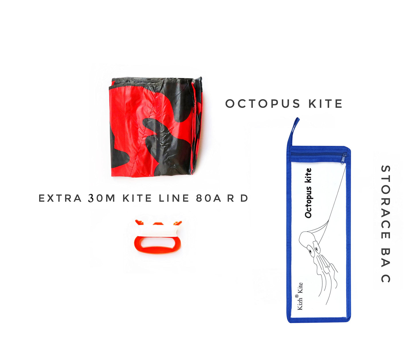 Kizh Kite Octopus Large Frameless Soft Parafoil Kites For Kids And Adults Easy Flyer Kite For Beach Park Garden Playground 150 Inchs Long Perfect Outdoor Fun(Red)