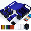 ArtBoutiq Commander Deck Box for MTG 6-Deck Modular Card Case with Dice Tray Holds 600+ Double-sleeved Cards Removable Trading Cards Storage Box with 35PT Magnetic Card Holders for TCG Black Blue