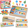 Atoylink Wooden Spell Learning Toys For 2 3 4 5 Year Old Kids Match Letter Spelling Game Board & Letters & Box, Cvc Word Builder
