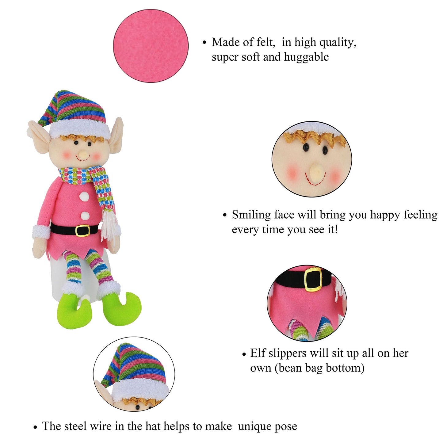 Wewill 20' Christmas Elf Dolls Bendy Plush Elves Soft Stuffed Toy Girl Fun Holiday Decorations For Kids