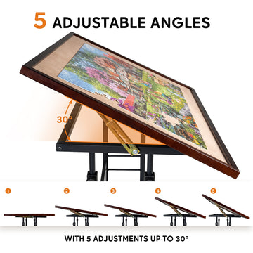 Becko Us Tilting Puzzle Table With Cover Mat, Jigsaw Puzzle Board With 5 Tilt Angle & Height Adjustment, Portable & Movable Tables With Storage For Adults, Easy To Move, For 1500 Piece Jigsaw Puzzles