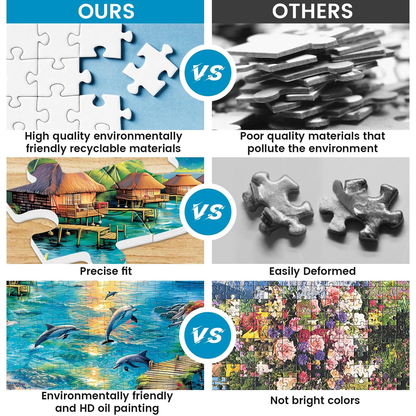 300 Piece Puzzles For Adults, Jigsaw Puzzles 300 Pieces Dolphin Puzzles Recycled Cardboard Paper Puzzles Challenging Puzzle Pieces Games For Kids Adults 20.5 * 15In