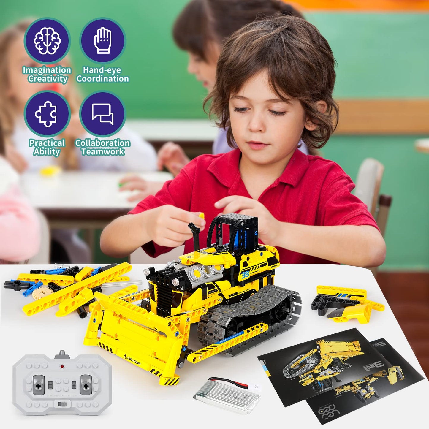 Lecpop 5 In 1 Stem Robot Toy Building Kit, 452 Pcs Blocks App & Remote Control Engineering Toys Robotics For Kids Ages 8-12, Rc