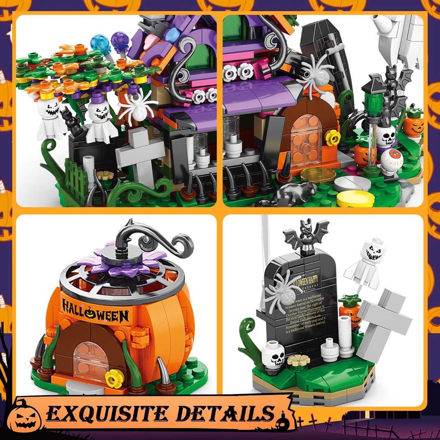 Qesfir Haunted House Building Blocks Set - Christmas Building Toys Kit For Kids Halloween Displayable Model Thanksgiving Gift Fo