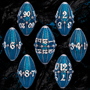 ARUOHHA DND Metal Dice Black Blue Dragon Egg Dice with Rotating Dragon Egg Shell, Dungeons and Dragons Role Playing Game RPG D&D