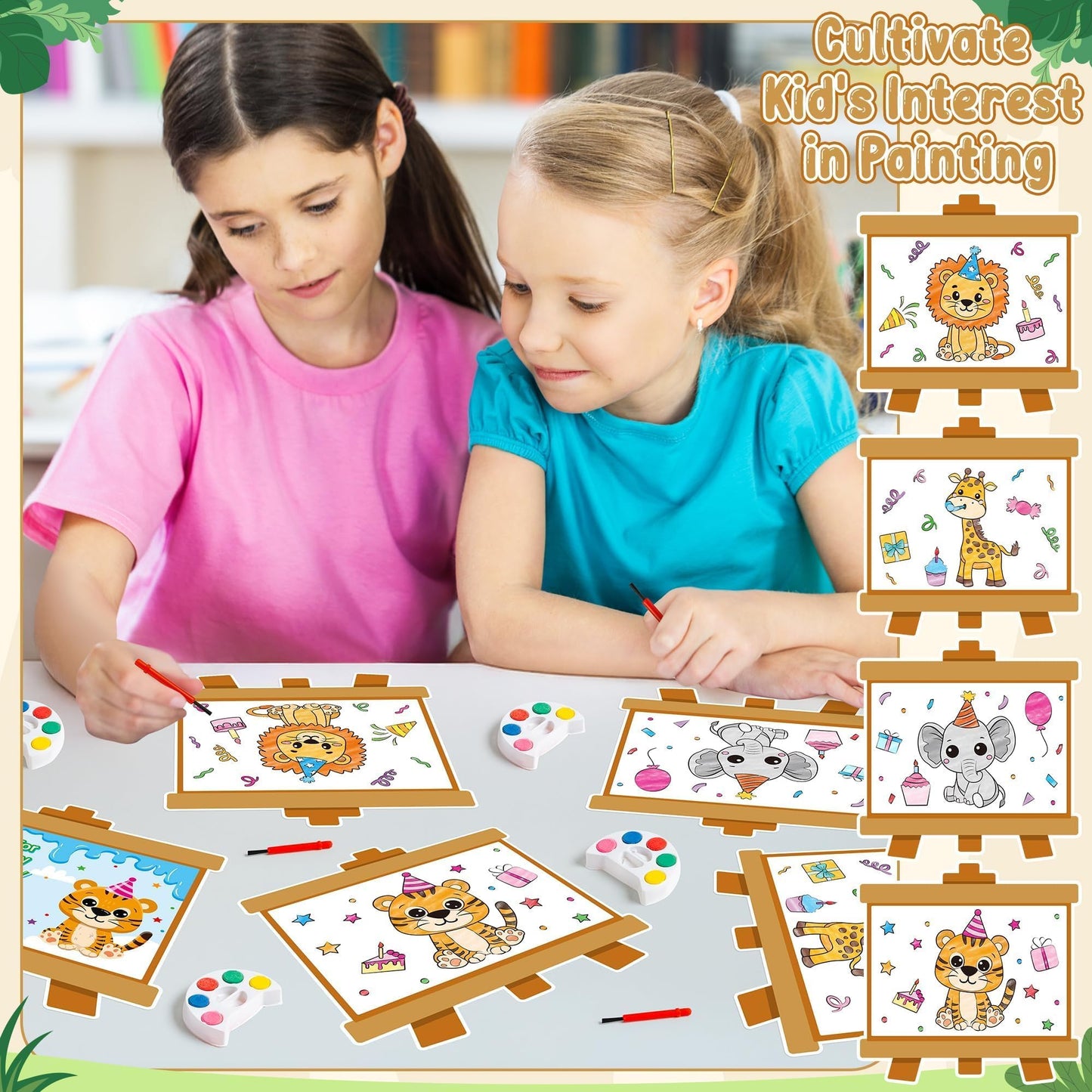 Mini Watercolor Paint Set - 24 Pack Wild Jungle Animals Watercolor Paint Cards, Forest Animals DIY Craft Kit Bulk for Kids Chris