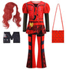 RELARLiYA Princess Red Costume for Girl Jacket and Pants Red Halloween Dress up for Kids Wig Included 5-12Y